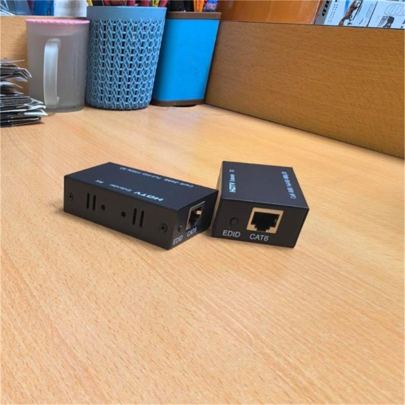 Easy Setups HDTV Extension Cable Converters to RJ45 60Meter with Metal Housing European Version for Stable Signal
