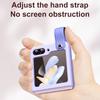 For Samsung Galaxy Z Flip6 5G/Z Flip5 5G PU+PC Case Dual Color Hand Strap Kickstand Phone Cover
