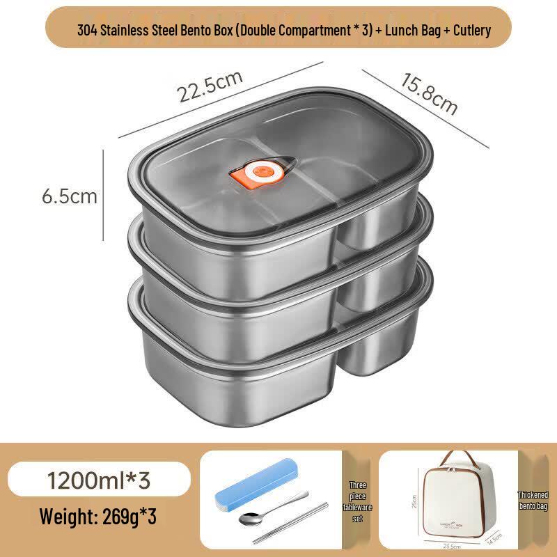 Qywe 316 Stainless Steel Microwaveable Lunch Box with Compartments