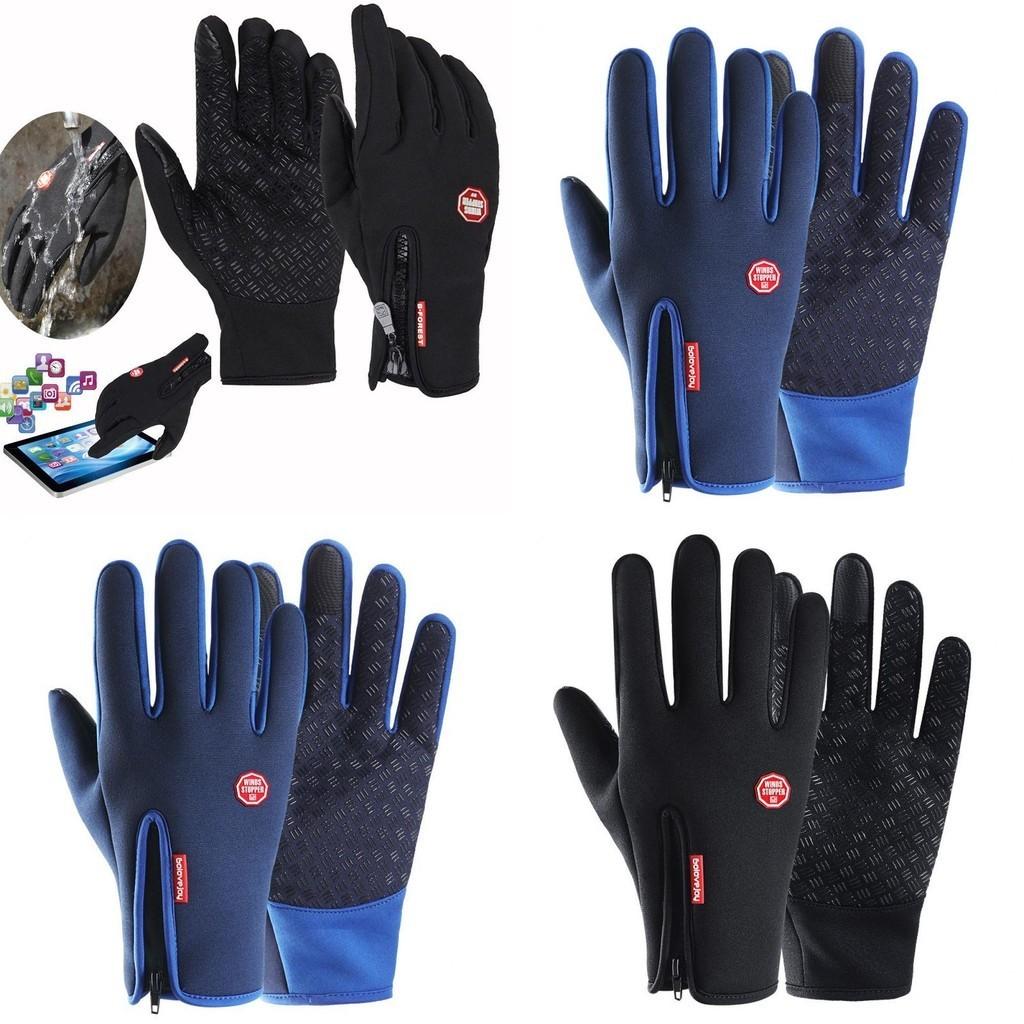 Vielseitige schwarze wasserdichte und winddichte Touchscreen-Handschuhe für Outdoor-Sportarten