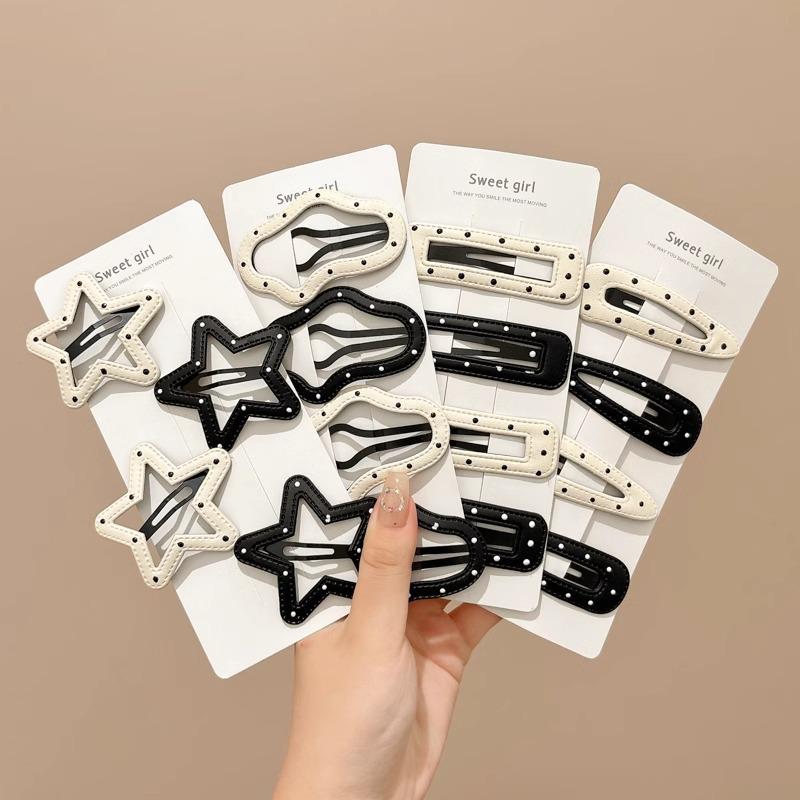 

Black & White Polka Dot Star Hair Clip for Women - Cute Side Bangs Clip, Cloud BB Clip, Hairpin for Forehead & Broken Hair