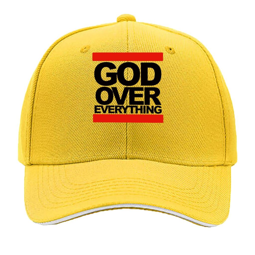 Printed GOD OVER EVERYTHING Four Seasons Outdoor Breathable Adjustable Golf Hat Unisex Summer Fashio Sandwich Baseball Cap