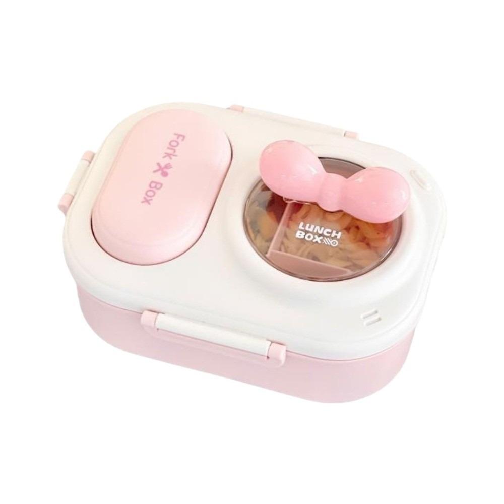 Cute Sealed Lunch Box with fork spoon Fresh Keeping Leak-proof 3 grids Lunch Box Bow Sweet Picnic Box Outdoor Activities