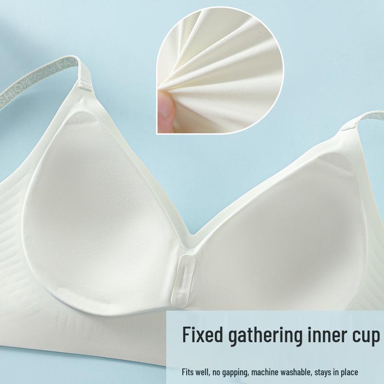 Breathable Seamless Bra: Semi-Fixed Cups, No Underwire, Side Bust Support, Integrated Lifting for Small Breasts.