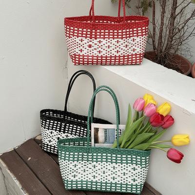 Vacation Style PVC Vegetable Basket Bag Hollow Out Beach Tote Bag Cute Weave Bag  Travel