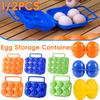 2/6/12Grids Egg Case Portable Egg Container Box Folding Egg Storage Box Refrigerator Eggs Case with Handle for Outdoor and Home