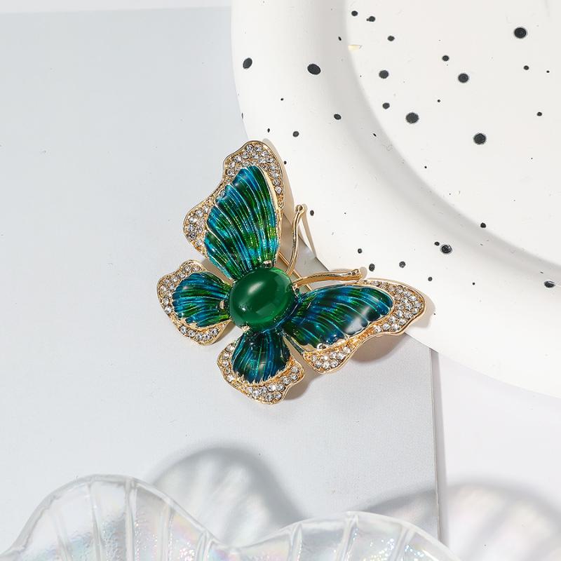 1Pcs Trendy Animal Insect Lapel Pin Elegant Crystal Enamel Butterfly Brooch For Men'S Suit Fashion Clothing Accessory Jewelry