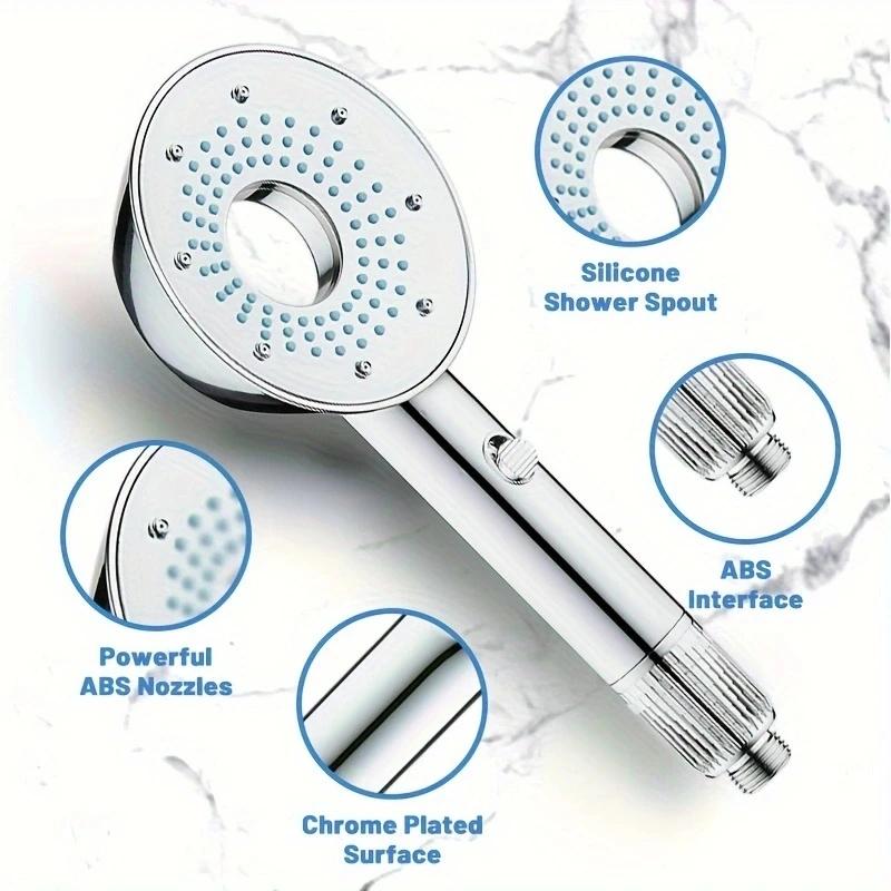 Water Saving Shower Head 2 Mode Adjustable Pressure Shower One-key Stop Water Shower Bathroom Accessories