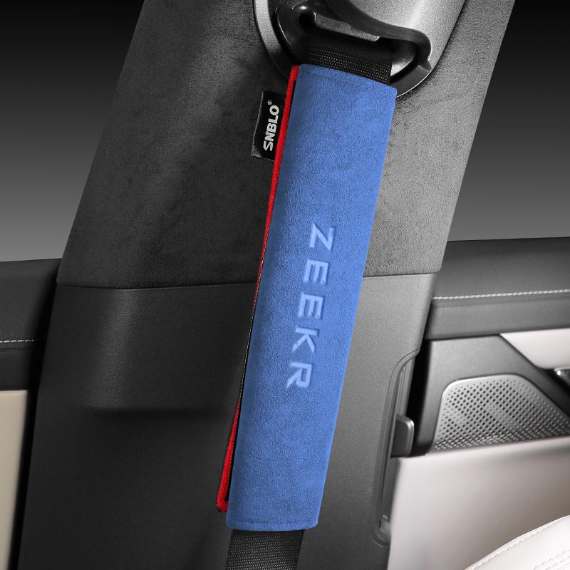 For ZEEKR 001 007 009 Seat Interior Accessories Car Safety Belt Cover Shoulder Alcantara Suede Protector Styling 2024 2023 2022