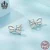 Avle Heart Bow Silver Earrings for Girls - S925 Sterling Silver