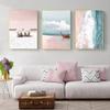 Rowboat Leaf Pink Sea Beach Shell Parasol Nordic Posters And Prints Wall Art Canvas Painting Wall Pictures For Living Room Decor