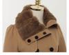 2024 Women's Plus Size Wool Coat Double Breasted Slim Fit Medium Length Fur Collar Windbreaker Fashion Outerwear