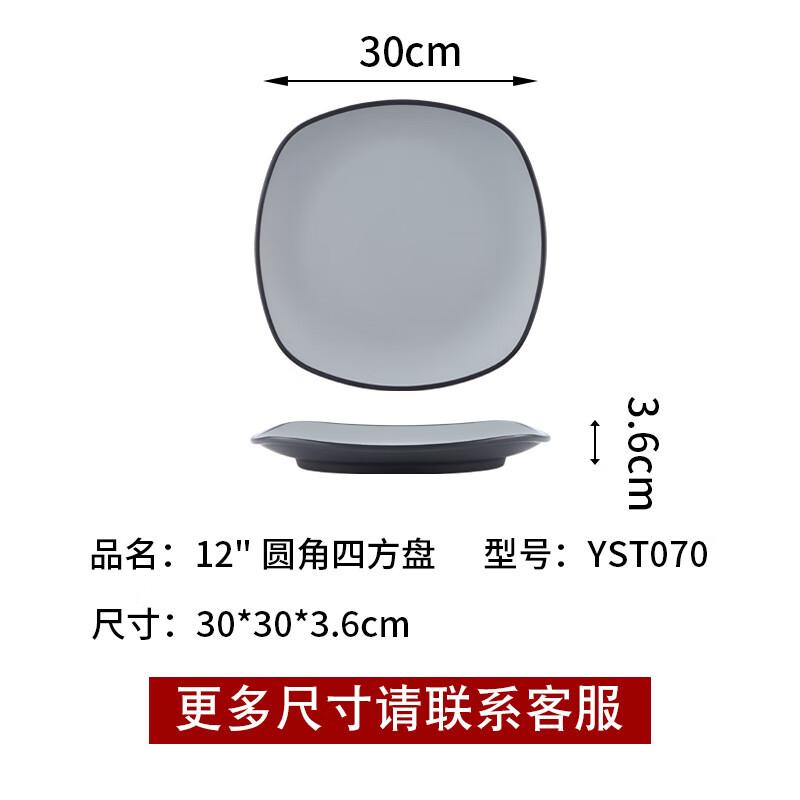 Wuhe Melamine Rectangular Dining Plates, 12-inch (Set of 5)