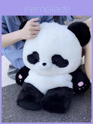 Plush Panda Backpack For Girls Soft Cartoon School Bag With Zipper Pocket