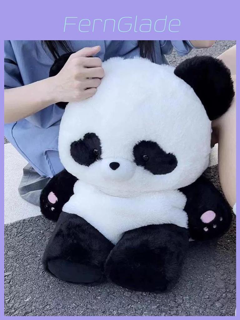 Plush Panda Backpack For Girls Soft Cartoon School Bag With Zipper Pocket
