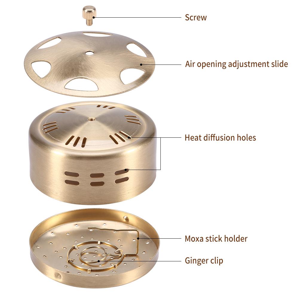 Thicken Copper Acupuncture Moxa Box Temperature Control Moxibustion Burner Tank Health Care