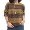 Striped Plus Size Long Sleeve Sweater Summer Women Fashion Knit Top Lace Up Design Versatile Mother Casual Blouse