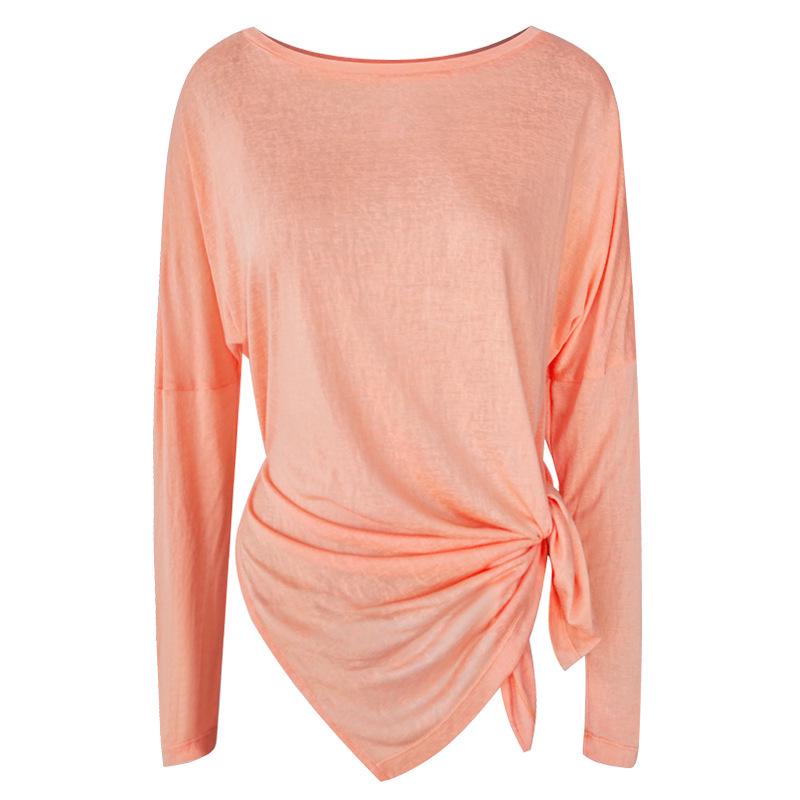 

Женский летний кардиган для йоги: Модный, Свободный, Быстросохнущий, Мягкий, Приятный к коже, С длинным рукавом и боковым разрезом. L