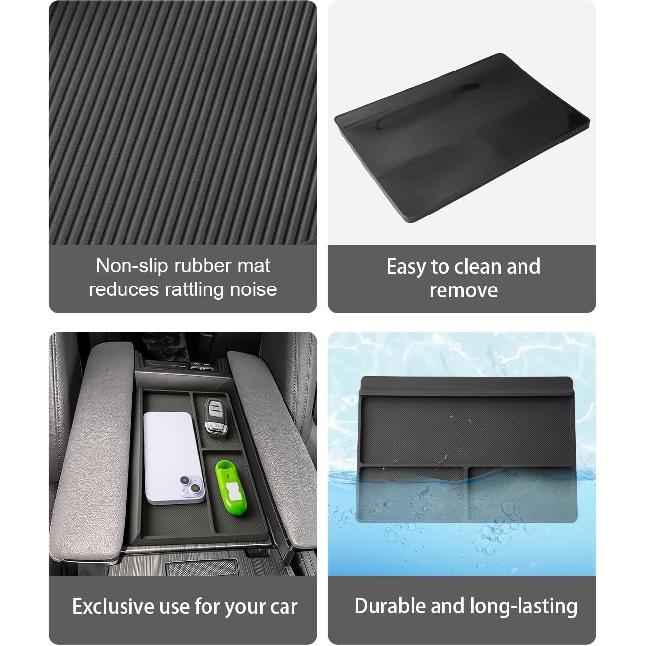 CDEFG Center Console Organizer Tray Compatible With -2024 2025 Toyota Sienna Armrest Anti-Slip Storage Pad, Armrest Lid Nonslip Mat Cellphone Barrier