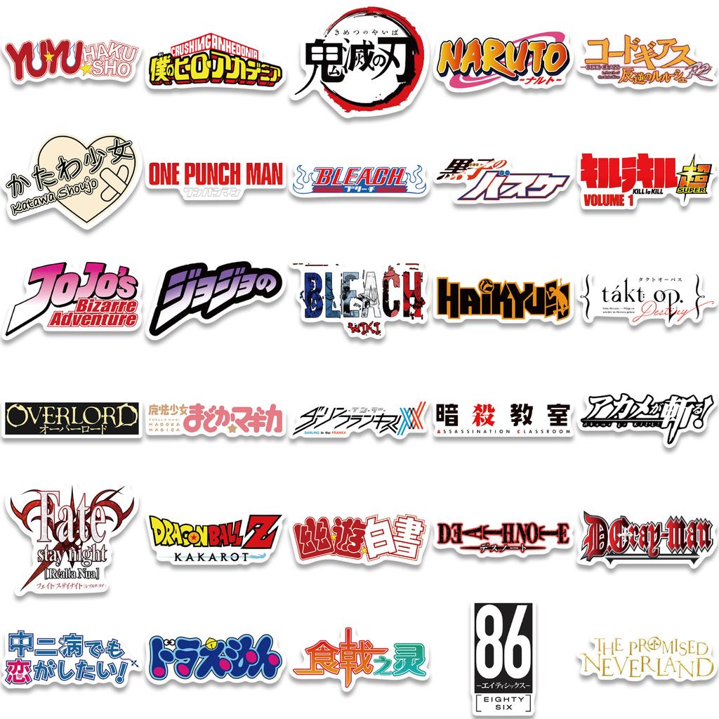 65 Anime Gemischtes Logo Graffiti Aufkleber Können mit Personalisiertem Koffer Notizbuch Wasserdicht und Nicht Wiederholte Aufkleber Dekoriert Werden