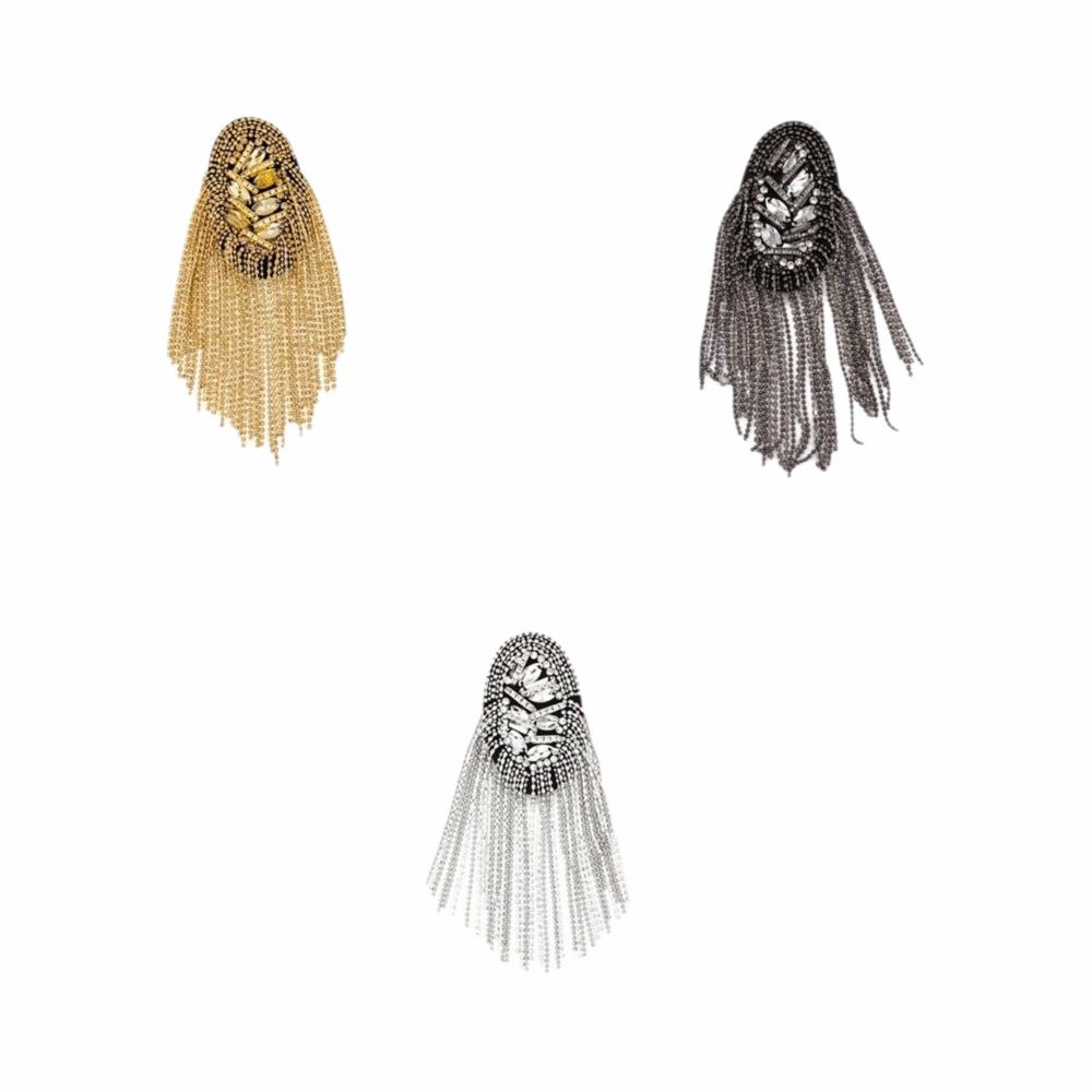 Vintage Shoulder Epaulettes Handmade Rhinestone Epaulet Fashion Tassel Shoulder Board Gifts