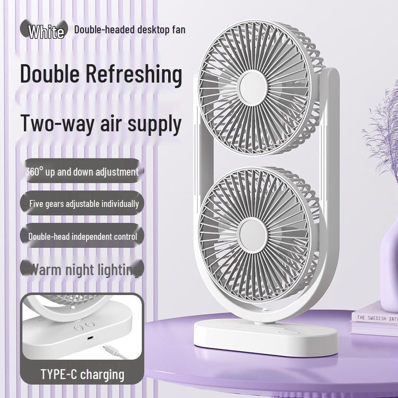 

New Rechargeable Dual-Head Desktop Fan with Adjustable Eight-Inch Air Circulation and Long Battery Life for Home Use Eight-Inch Fan