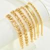 6pcs Simple Punk Gold Color Chain Bracelet Set Chunky Metal Link Chain Twisted Designs Multi Layered Bracelets For Women Jewelry