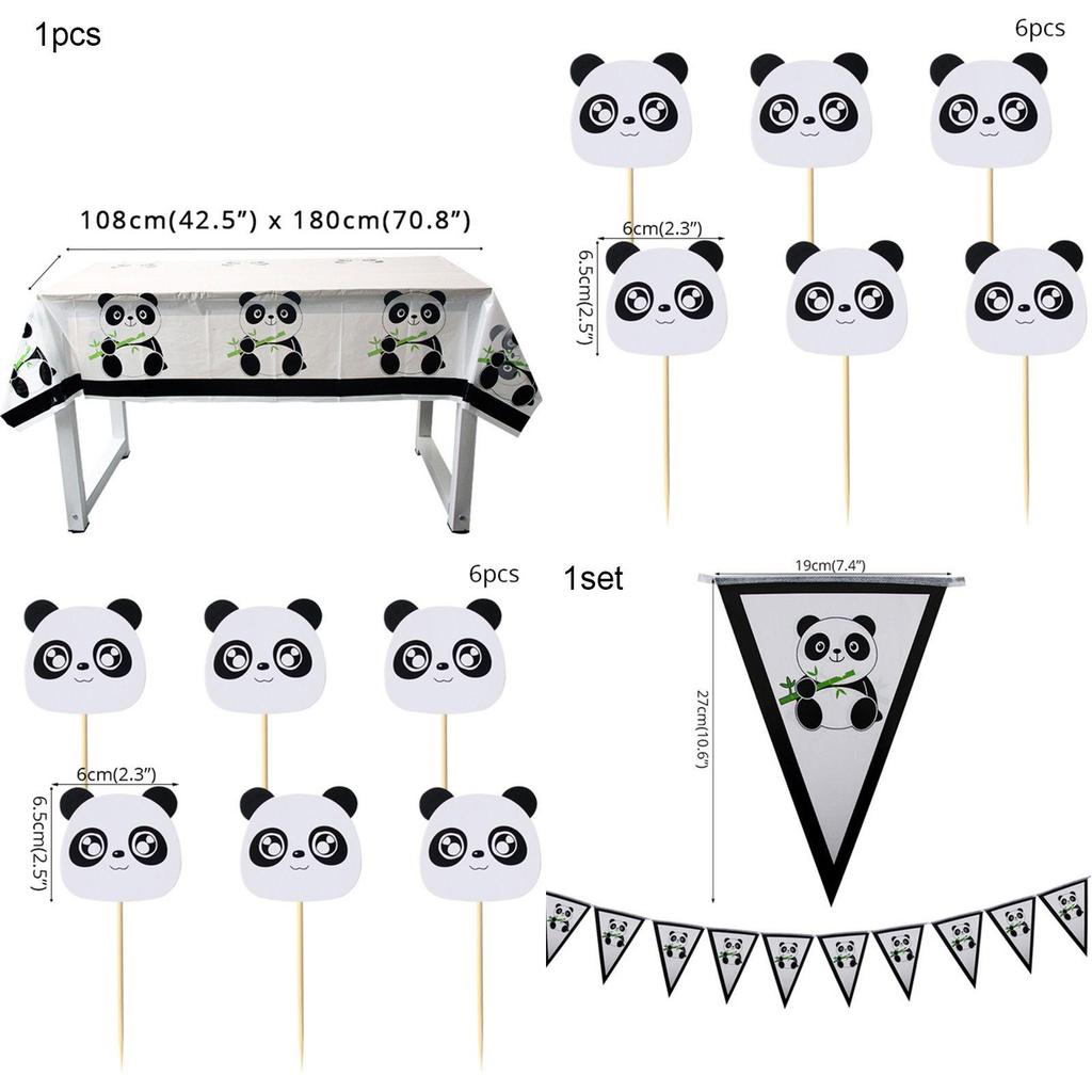 Charmiga tecknade panda festartiklar porslin dekoration för barnens dag festligheter