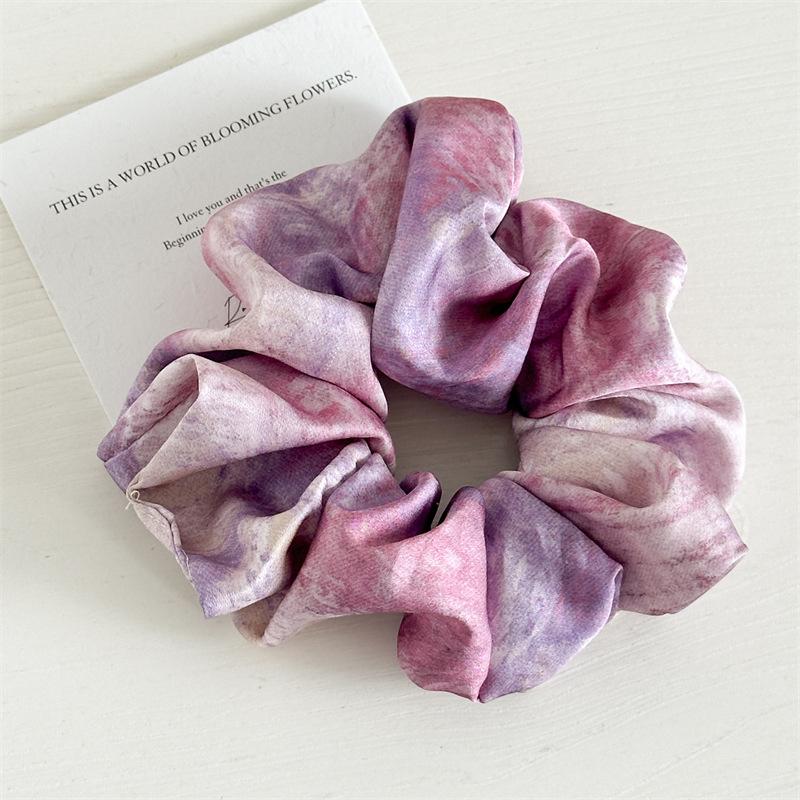 Design Sense Soft Hair Ties Fashion Satin Colorful Large Intestine Hair Bands Tie-dye Hair Accessories Printing Hair Scrunchies