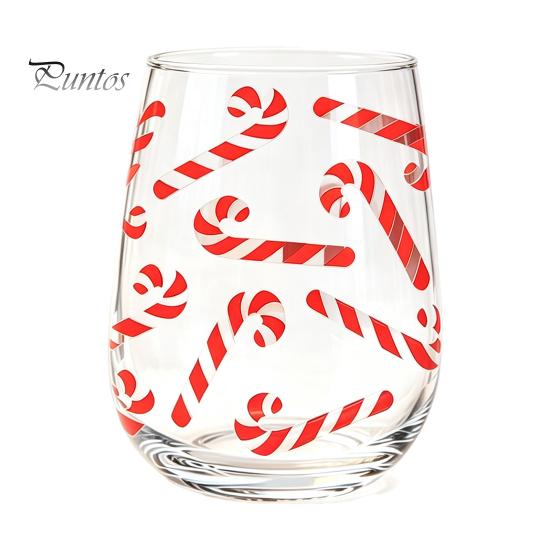 Decorative Party Drinkware Christmas Cocktails Glass, Santa Snowman Reindeer Tree Design Tumbler, 300ml Lead-free Wine Glasses Holiday for Cocktail