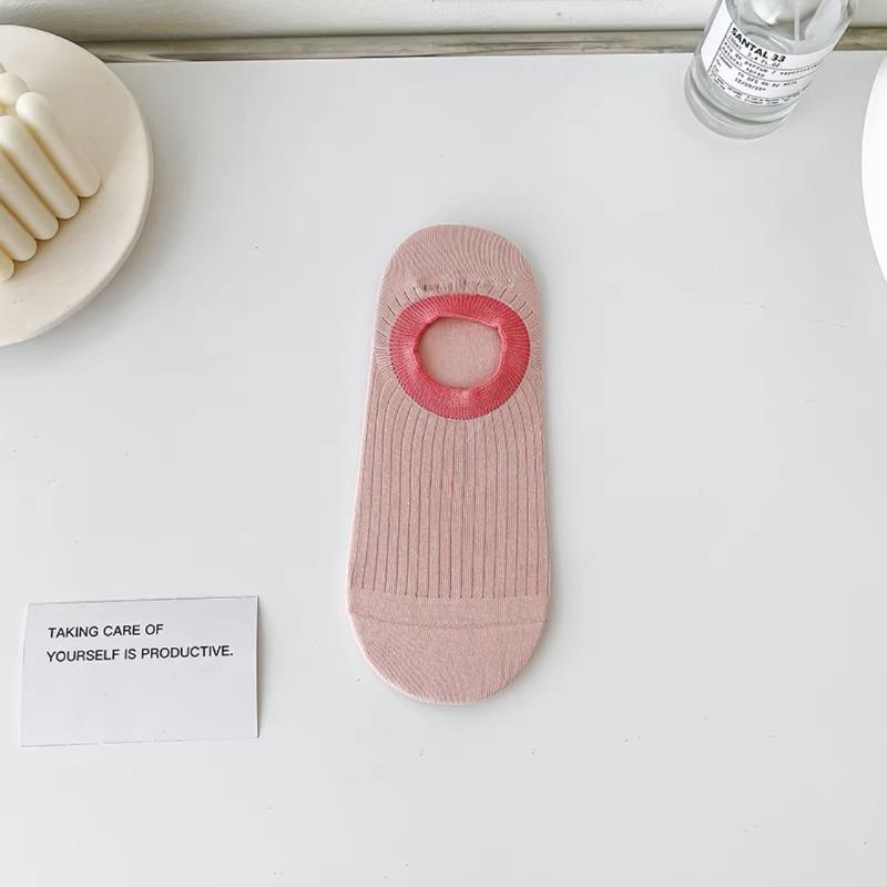 5 Pairs of Pure Cotton Boneless Sweat Absorbing Silicone Anti Slip Shallow Mouth Invisible Boat Socks for Women In Summer