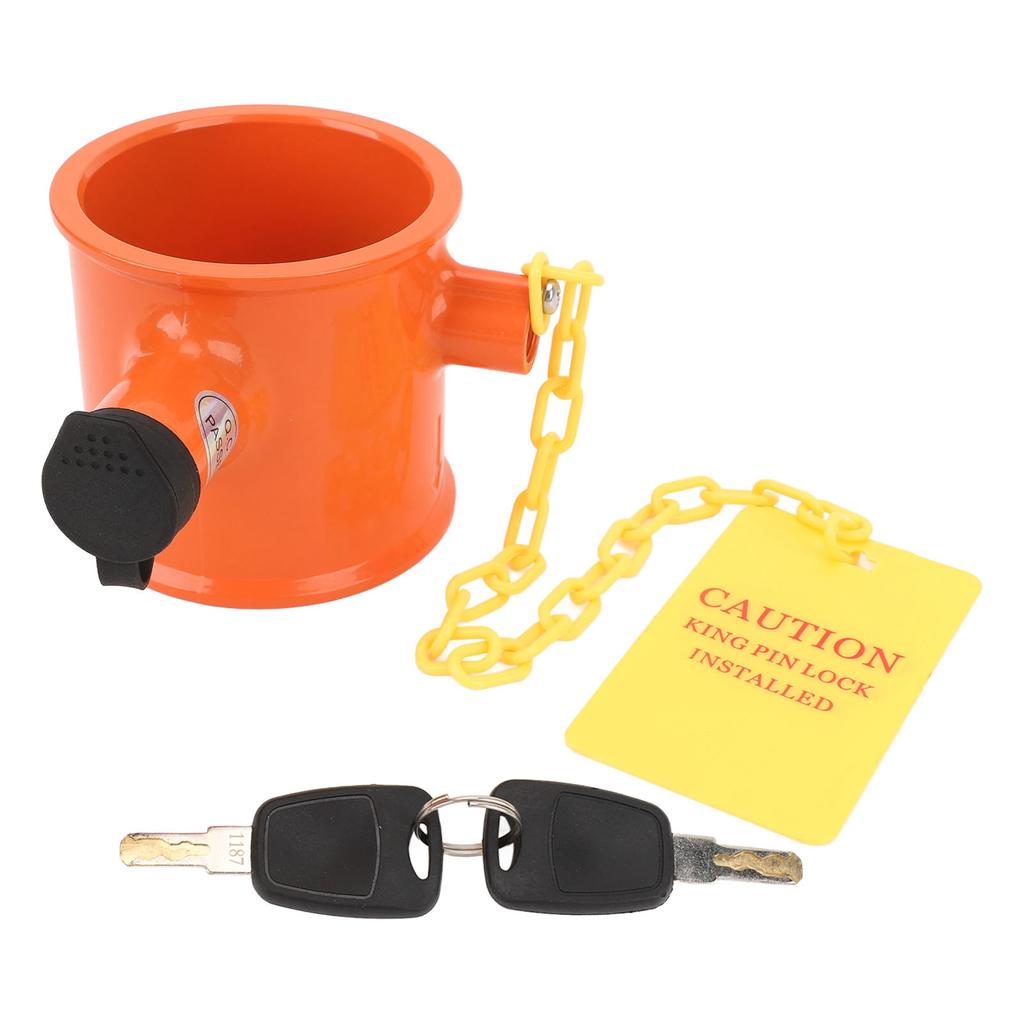 Trailer 5th Wheel Pin Lock 74mm Aluminum Alloy Warning Tag Anti Theft Fifth Wheel Hitch Lock for RV Boat Camper Semi