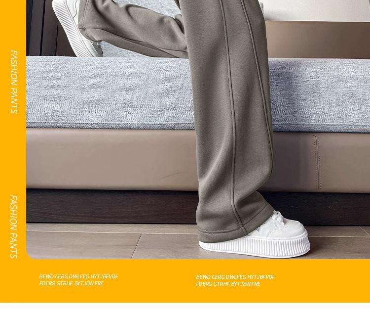 Women's 2024 Fleece-Lined Sports Sweatpants: Drape, Narrow, Slimming Straight, and Wide Leg Styles for Spring & Autumn