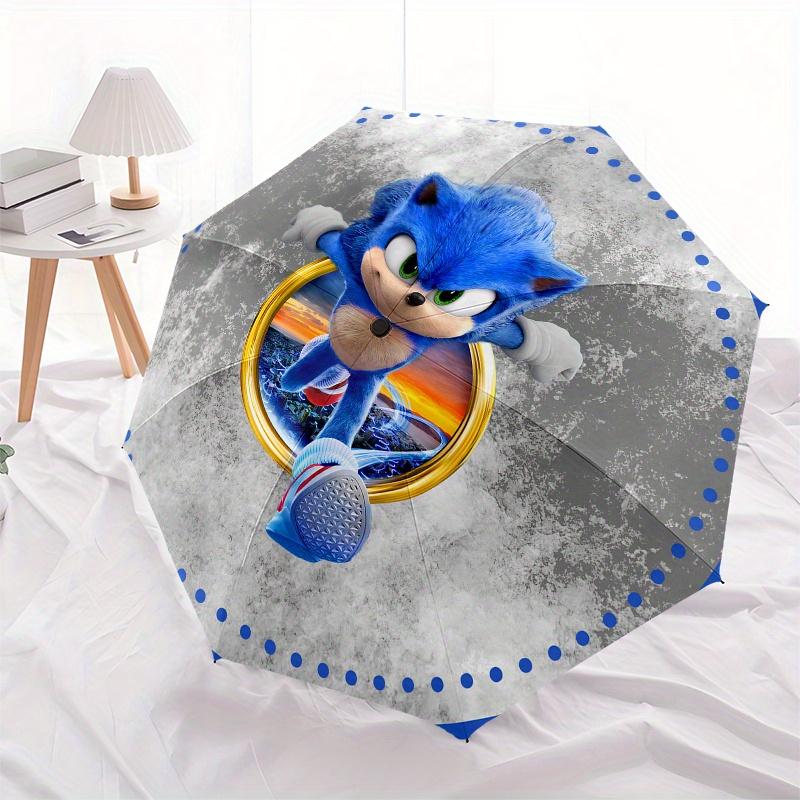 Sonic The Hedgehog Movie Poster Sticker Decal Laptop Water Bottle Car Window Wall Decoration Umbrella, Cute Umbrella with Cute Design, Portable 3-Fold