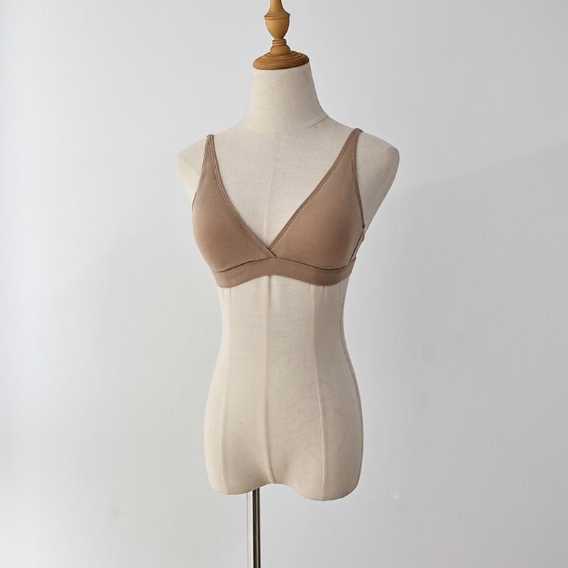 Women's Luxurious Cashmere Triangle Bra Set - Breathable, Comfortable, High-Elastic Deep V Design