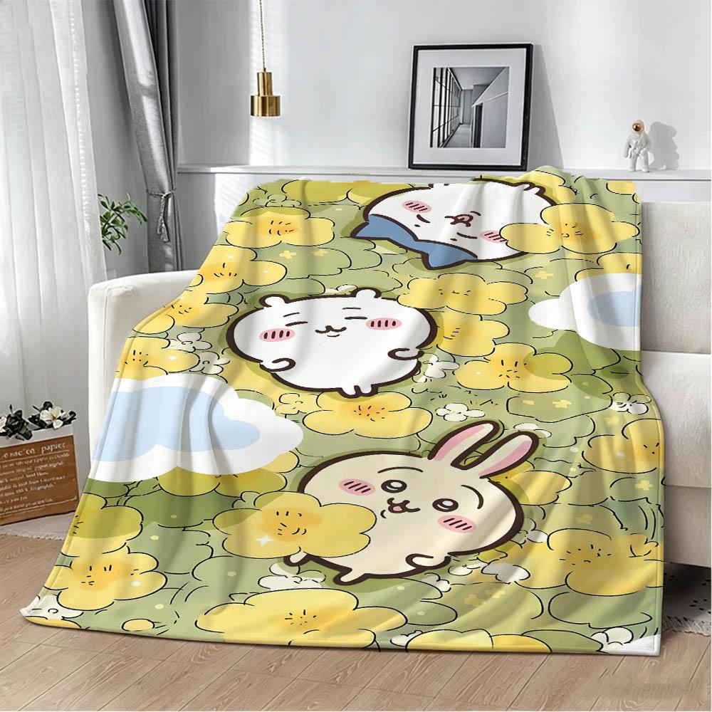 Cute Kawaii C-ChiikawaS Cartoon Movie Flannel Blanket Soft Throw Blanket Art For Home Decor Bedroom Bed Sofa Picnic Fans Gifts