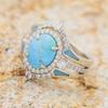 Huitan Bohemia Style Wedding Rings for Women Unique Imitation Turquoise Ring Aesthetic Blue Stone Accessories Party Jewelry Gift