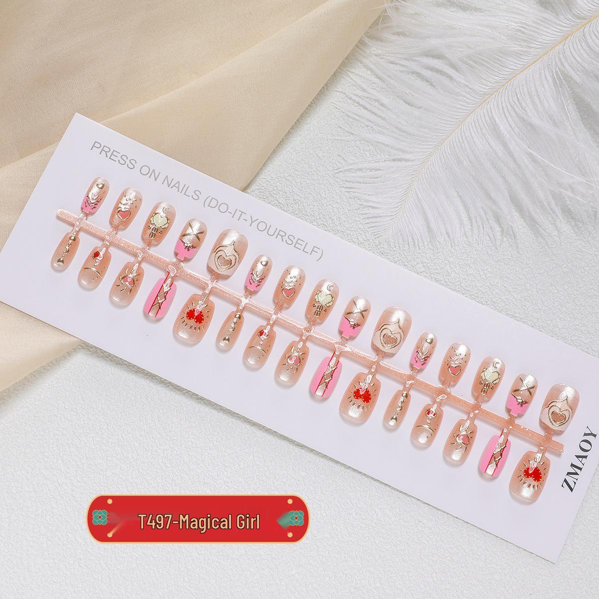 

Волшебная Девочка Короткая Лестница Позолоченное Сердце Богемный Кошачий Глаз Накладные Ногти Full Set S/S/S