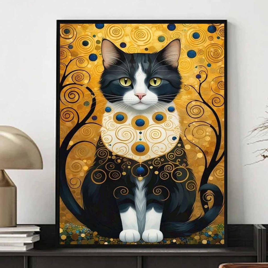 Animal Diamond Painting Painting Kit, 5D Cat Gemstone Diamond Embroidery Craft DIY Artwork Decoration Home Wall Mural