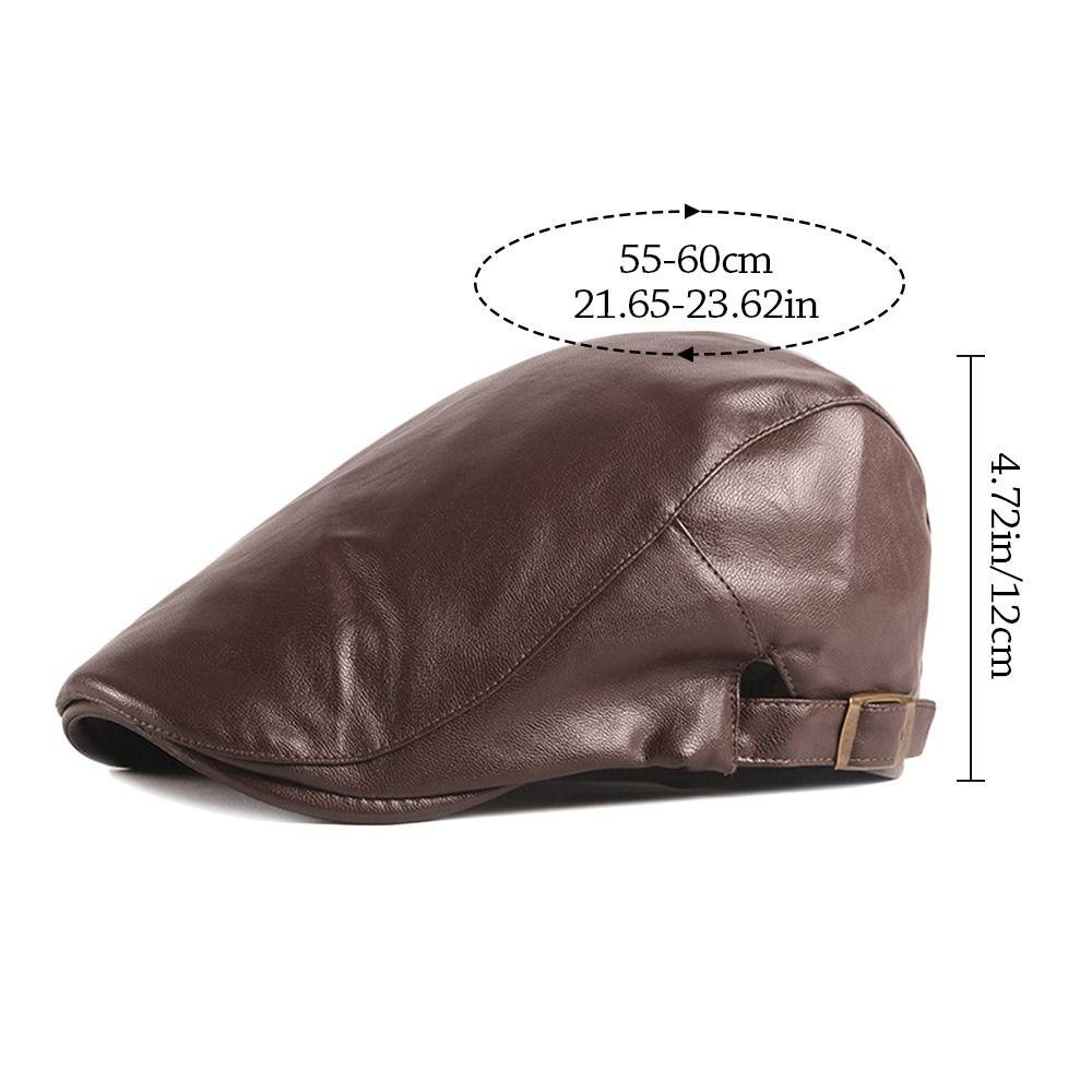 Fashion PU Beret Hat Casual Retro Painter Hat British Style Adjustable Leisure Visor Cap Men Women
