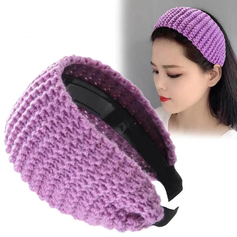 

Вязаная шерстяная повязка на голову, омолаживающая повязка для волос, широкий край, зубчатые заколки для умывания лица, аксессуары для волос для женщин, диадемы
