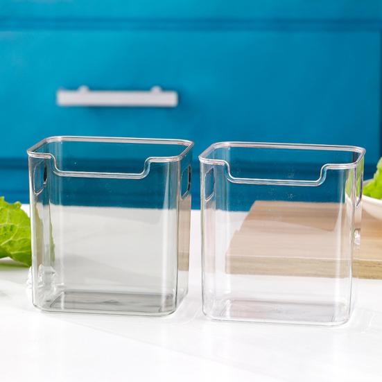 Yousheng Cooling Clear Storage Boxes Extra-Thick Shatterproof PET Containers with Handles Stackable Refrigerator