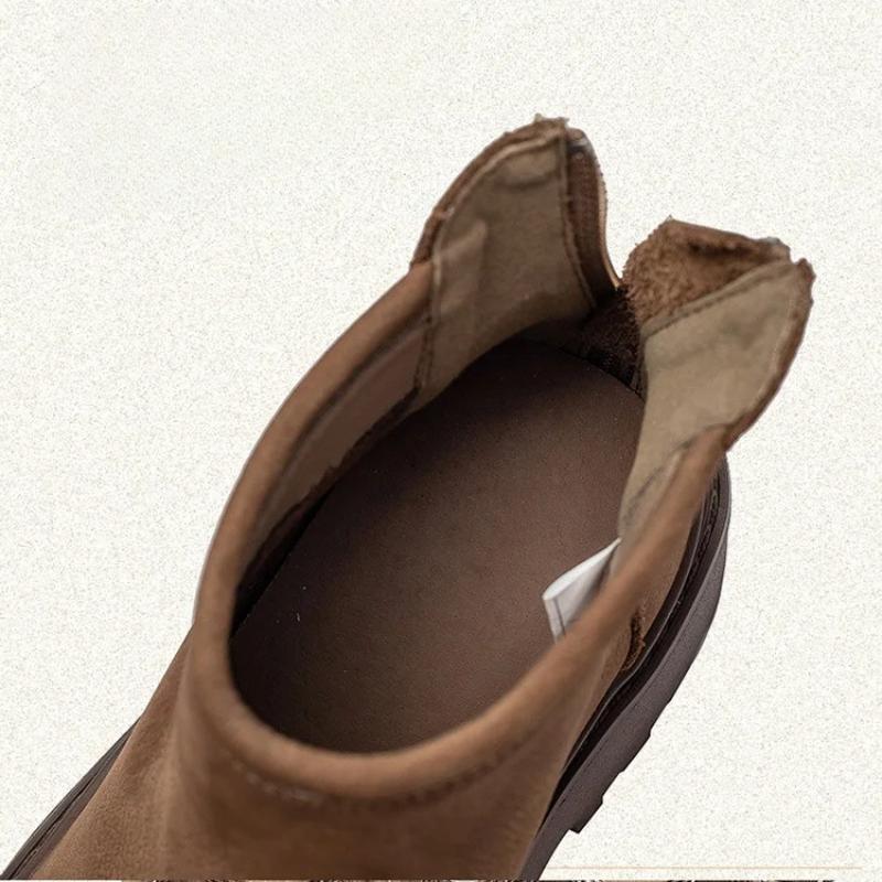 Johnature Genuine Leather Thick Soled Ankle Boots Retro Back Zipper Cowhide Commuting Women's Platform Shoes