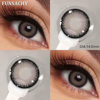 FUNSACHY 1 Paar farbige Kontaktlinsen für Augen Natürliche Mode-Linsen Grau Schöne Pupillen Blaue Augenlinse Kosmetik Weiche Kontakte
