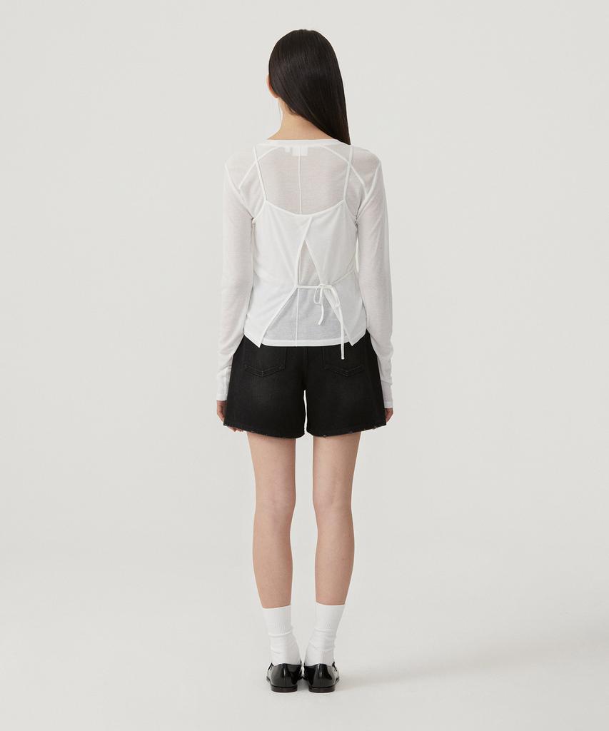 COVERNAT WOMAN Sheer Layered Long Sleeve White