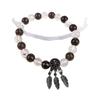 Natural 8MM White Crystal & Smoky Quartz Dream Catcher Bracelet with Wealth-Attracting Tree Leaves