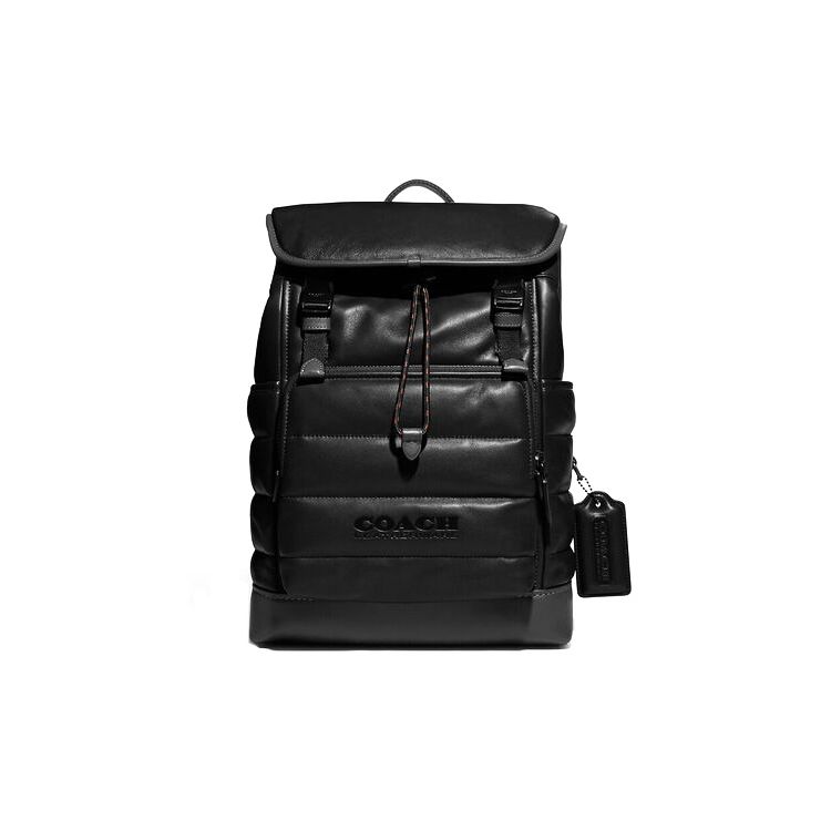 

Coach League Smooth Leather Quilted Drawstring Flap Leather Backpack Large Men Backpack Black C6614-JIBLK Basic Set (Bag+Dust Bag)