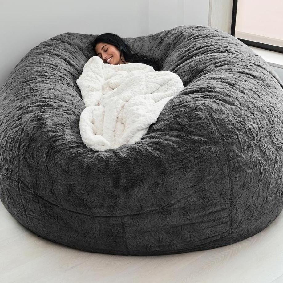 Color Large Solid Soft Plush Portable Living Room Lazy Sofa Cover Bean Bag Cover