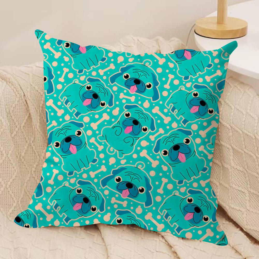 Cute cartoon Dog Face pattern Cushion Cover Silky Short Plush Invisible Zipper Dustproof Sofa Pillow Case for Home Decor