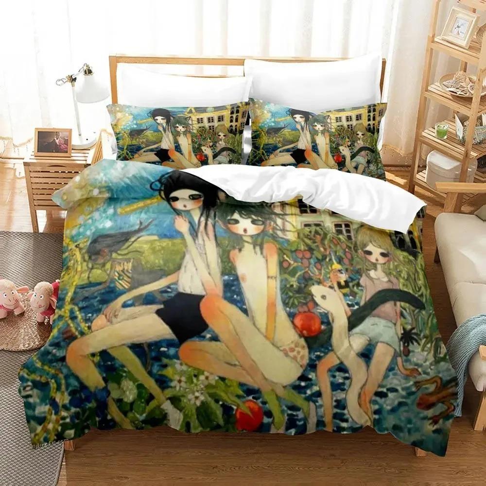 Anime Aya Takano Bedding Set Boys Girls Twin Queen Size Duvet Cover Pillowcase Bed Kids Adult Fashion Home Textileextile